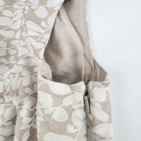 Monsoon Belted Sheath Dress US 6 UK 10 Beige White Floral Cap Sleeve Romantic - Picture 5 of 11
